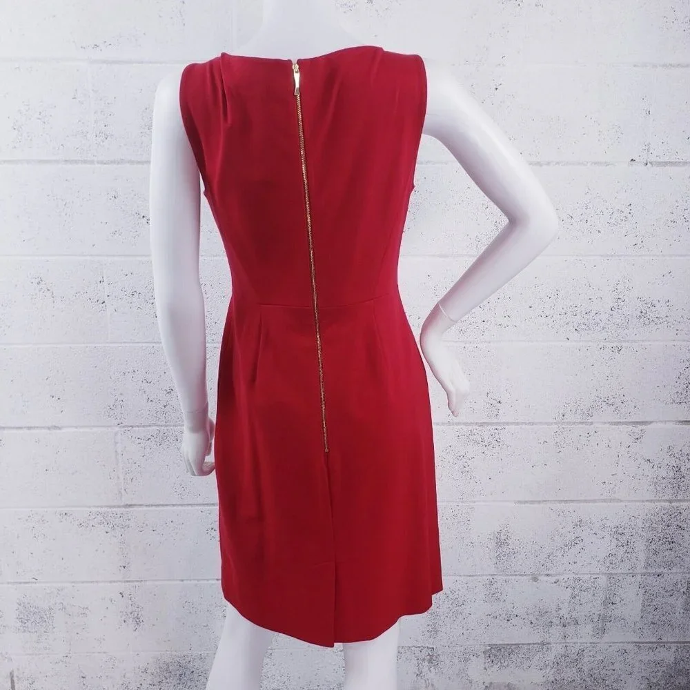 Kate Spade New York Size 6 Sheath Dress Bow Tie Knee‎ Length Sleeveless Red